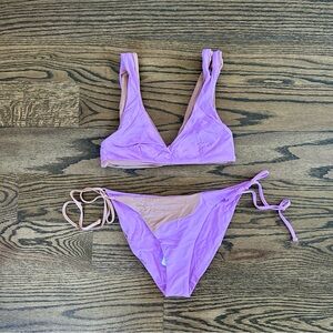 L*Space Reversible Rosebud Putty Bikini Set, One Wave Top & Dani Bottom NWT